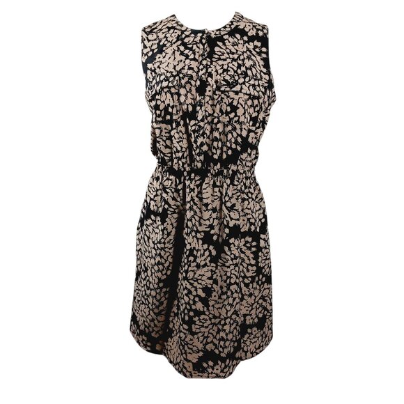 LOFT Dresses & Skirts - Ann Taylor Loft Sleeveless Dress Black w/ Tan/Gray Abstract Print, Career Size 8